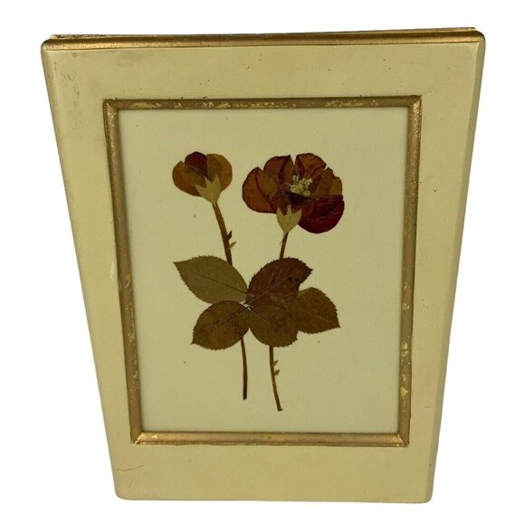 Vintage Wooden Floral Waste Basket and Tissue Box Cover Set Floral Cottagecore - Picture 3 of 15